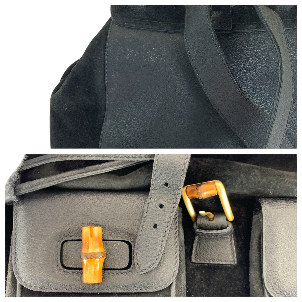 14870
GUCCI グッチ バンブー ブラック 黒 ゴールド金具 スウェード / レザー 003 2058 0016 リュック・デイパック バックパック  レディース ABP19