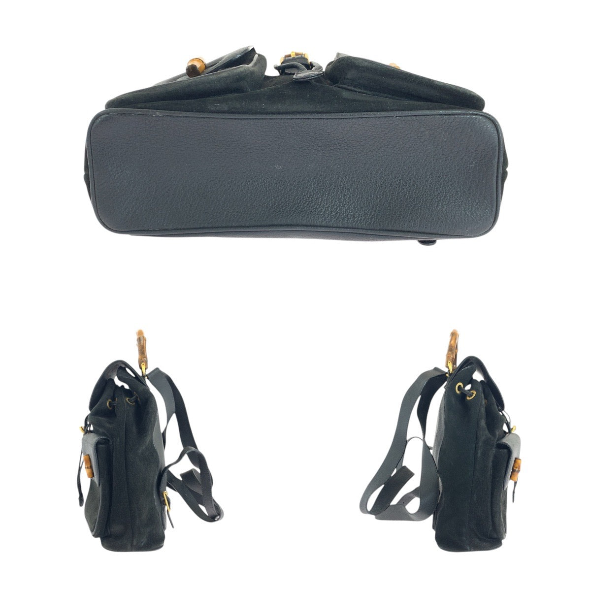 14870
GUCCI グッチ バンブー ブラック 黒 ゴールド金具 スウェード / レザー 003 2058 0016 リュック・デイパック バックパック  レディース ABP19