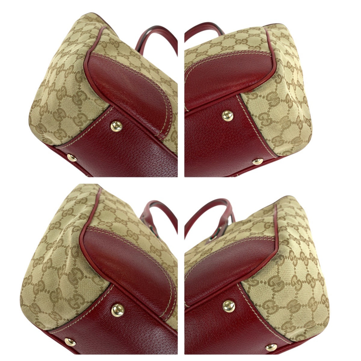 14872
GUCCI グッチ シェリーライン プリンシー ベージュ レッド ゴールド金具 GGキャンバス / レザー 163805 トートバッグ ショルダーバッグ  レディース ABP32