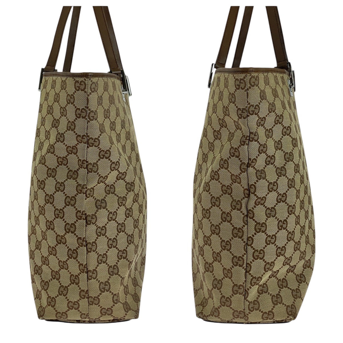 14873
GUCCI グッチ ベージュ ブラウン GGキャンバス / レザー 31243 トートバッグ ショルダーバッグ  レディース