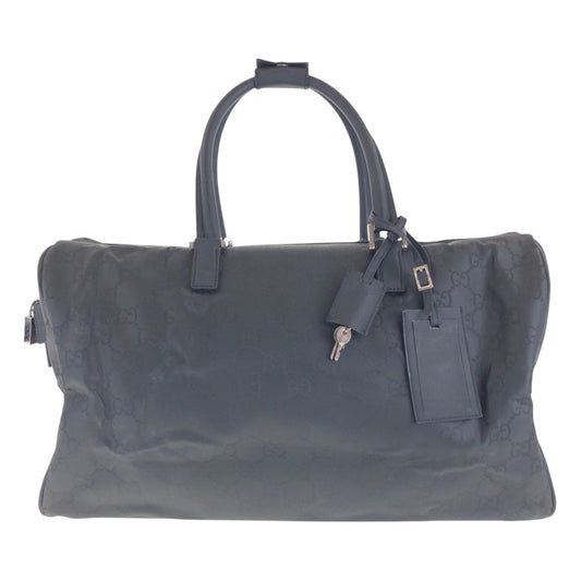 14874
GUCCI グッチ ブラック 黒 シルバー金具 GGキャンバス / レザー ボストンバッグ 男女兼用  メンズ