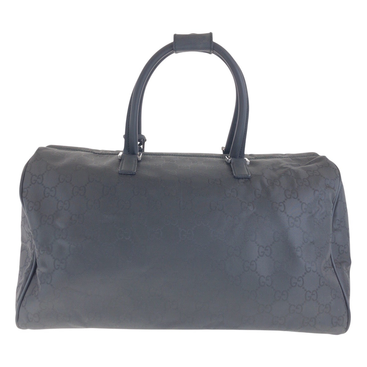 14874
GUCCI グッチ ブラック 黒 シルバー金具 GGキャンバス / レザー ボストンバッグ 男女兼用  メンズ