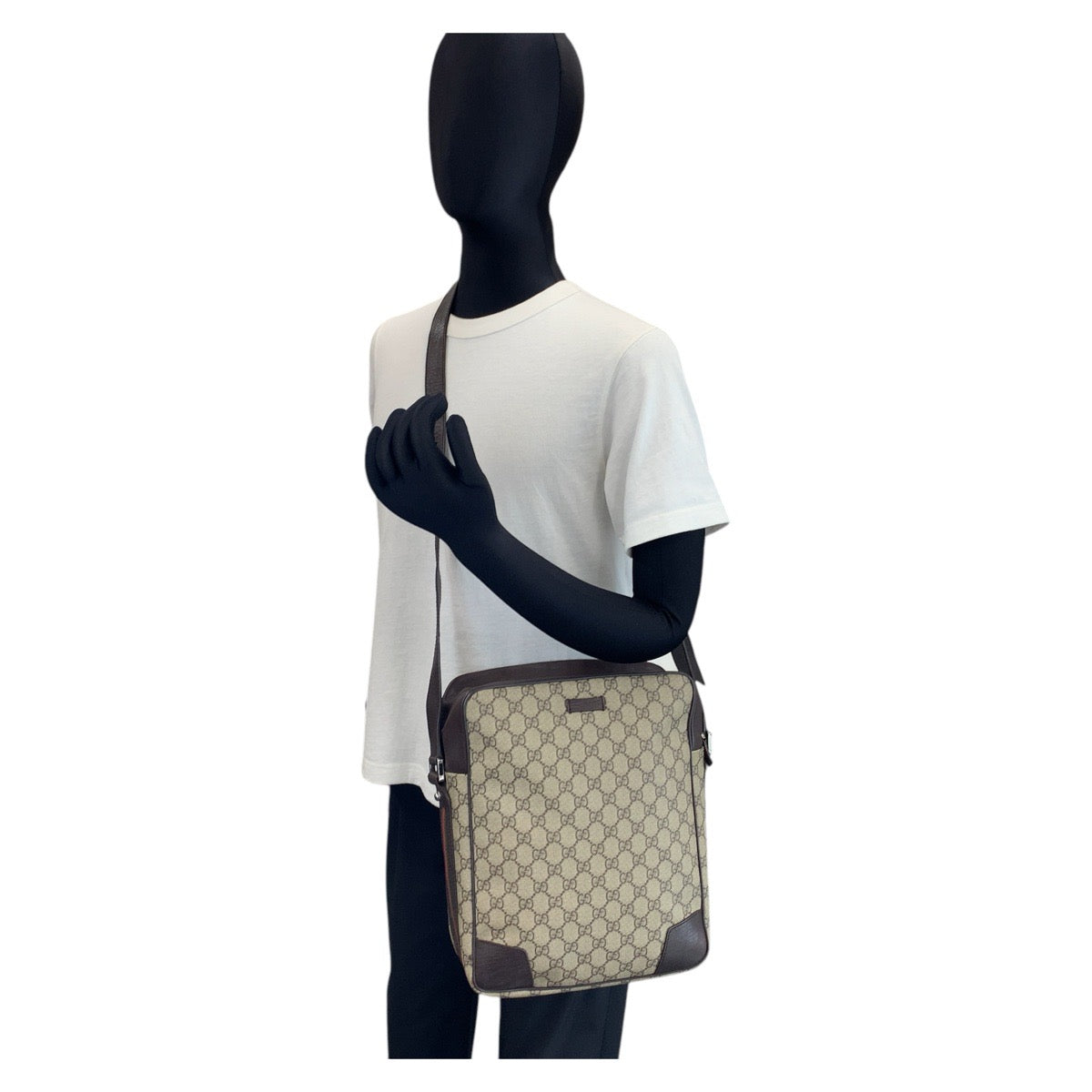 14875
GUCCI グッチ シェリーライン ブラウン ベージュ GGスプリームキャンバス / レザー 145889 ショルダーバッグ メッセンジャーバッグ  メンズ