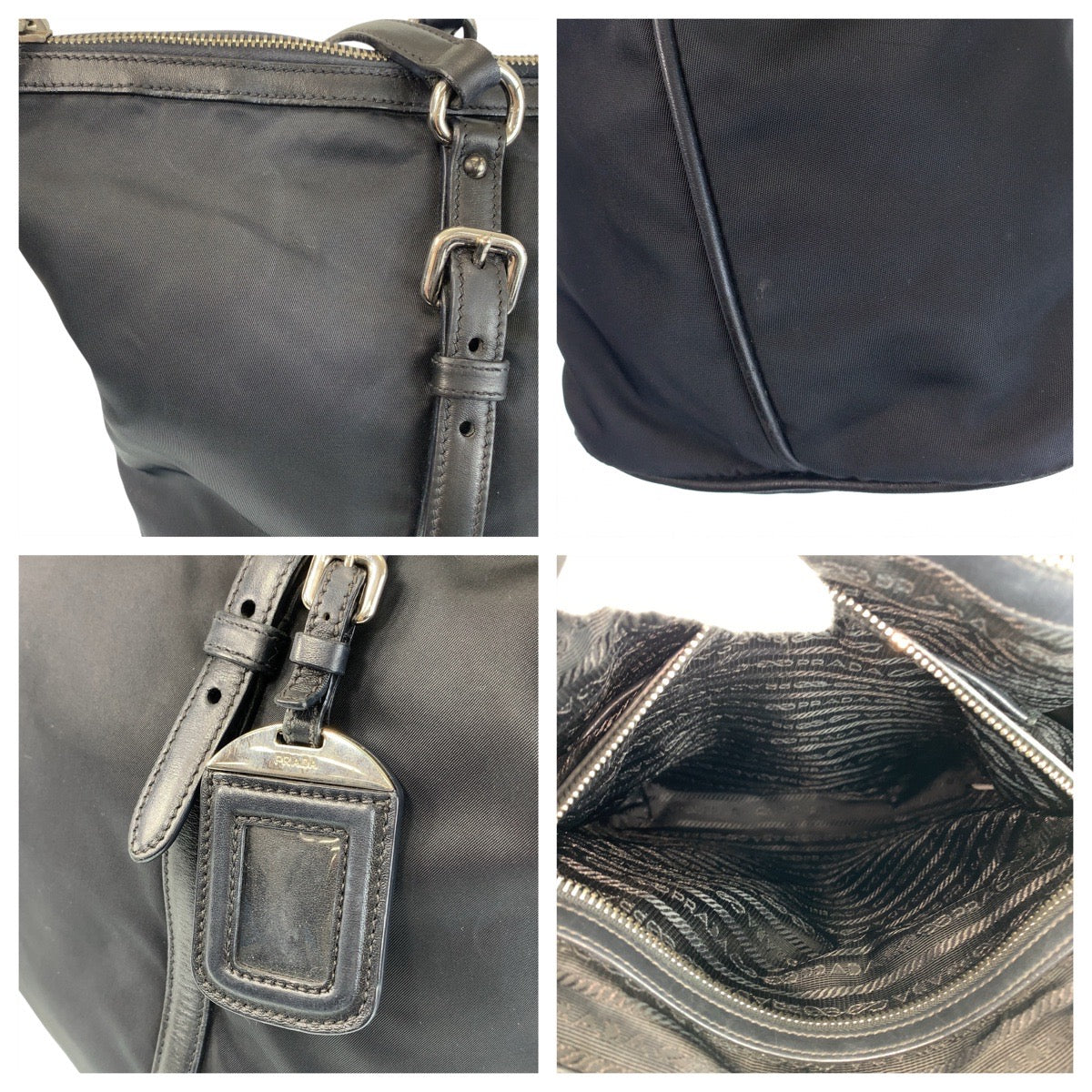 14876
PRADA プラダ テスート ブラック 黒 シルバー金具 ナイロン トートバッグ ショルダーバッグ  レディース