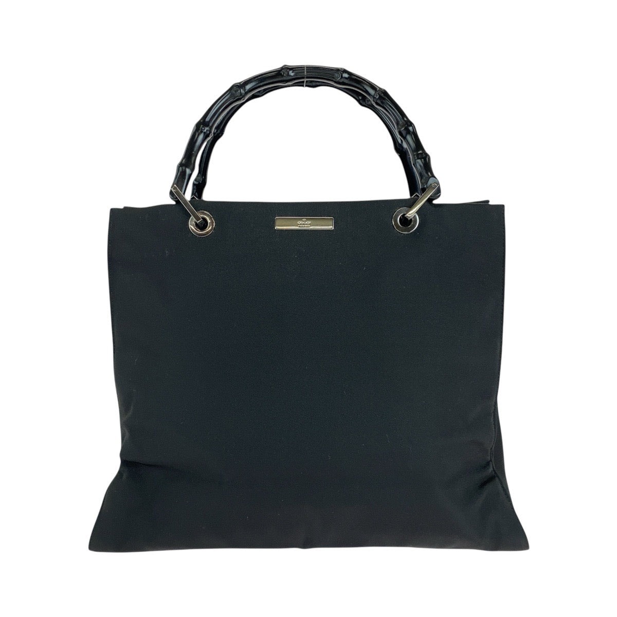 14877
GUCCI グッチ バンブー ブラック 黒 シルバー金具 ナイロン / バンブー 002 1010 トートバッグ ショルダーバッグ  レディース