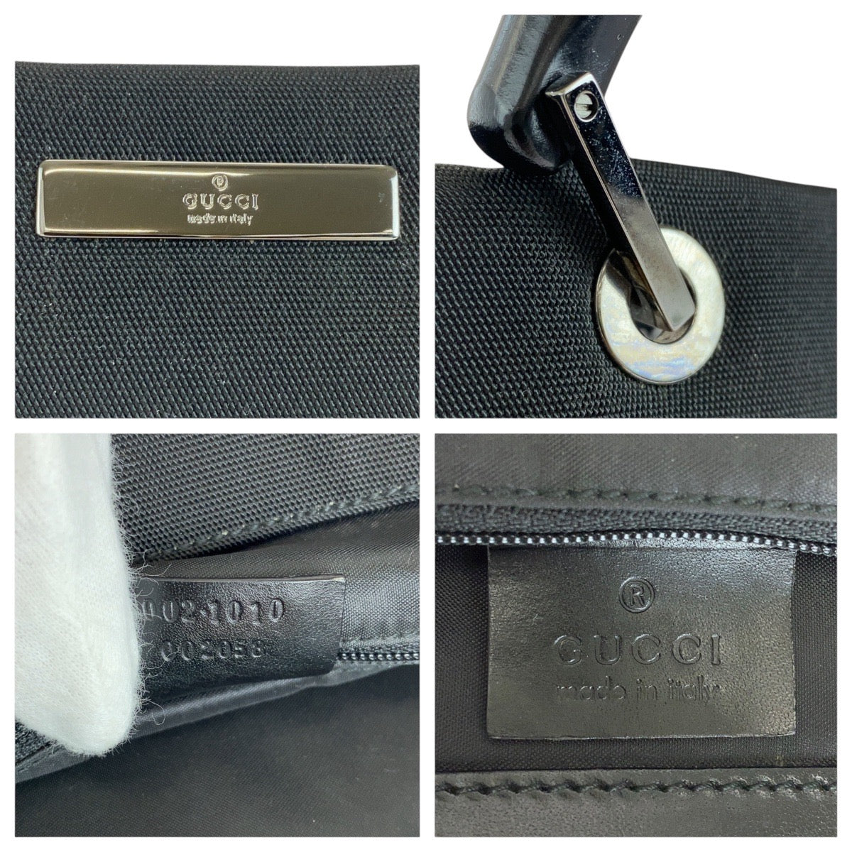 14877
GUCCI グッチ バンブー ブラック 黒 シルバー金具 ナイロン / バンブー 002 1010 トートバッグ ショルダーバッグ  レディース