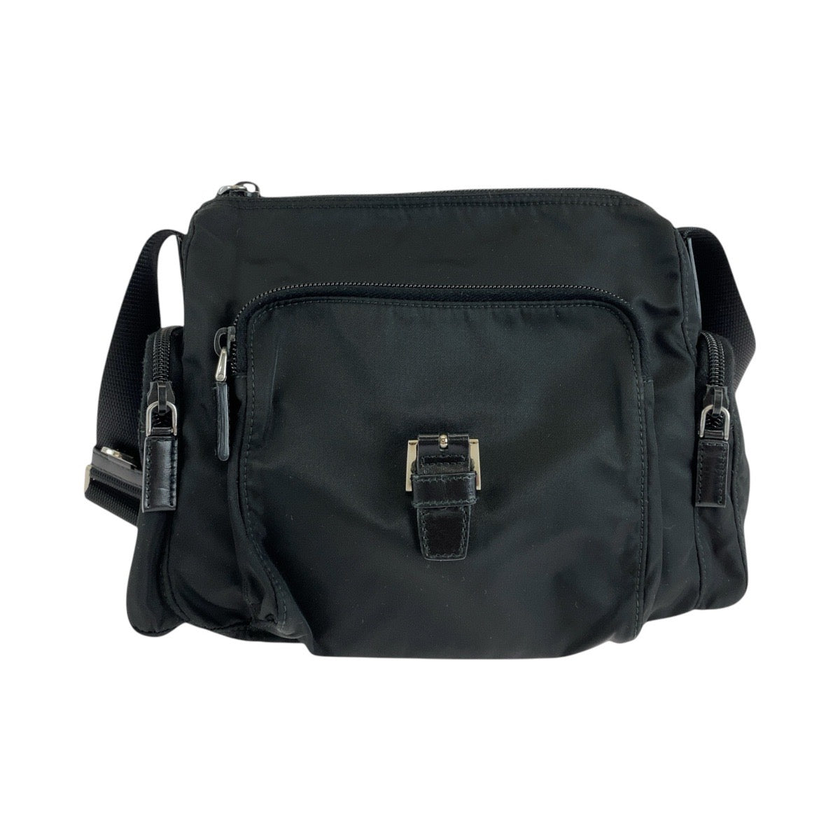 14878
PRADA プラダ テスート 三角ロゴプレート ブラック 黒 シルバー金具 ナイロン ショルダーバッグ メッセンジャーバッグ  レディース