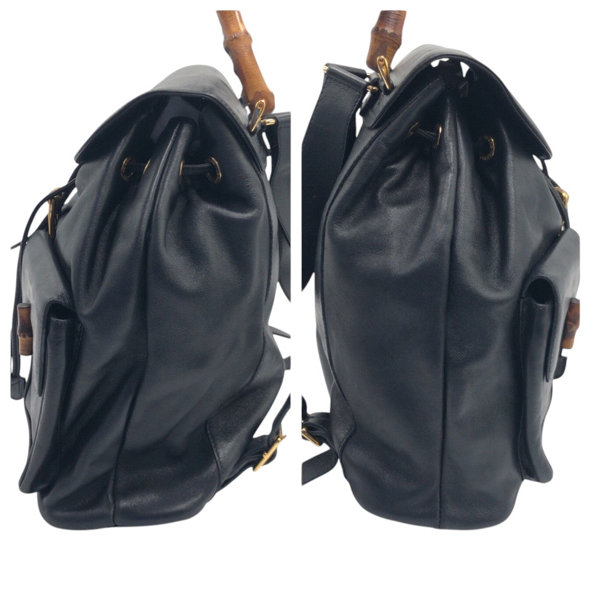 14879
GUCCI グッチ バンブー ブラック 黒 レザー 003 1998 0016 リュック バックパック 男女兼用  レディース AB40