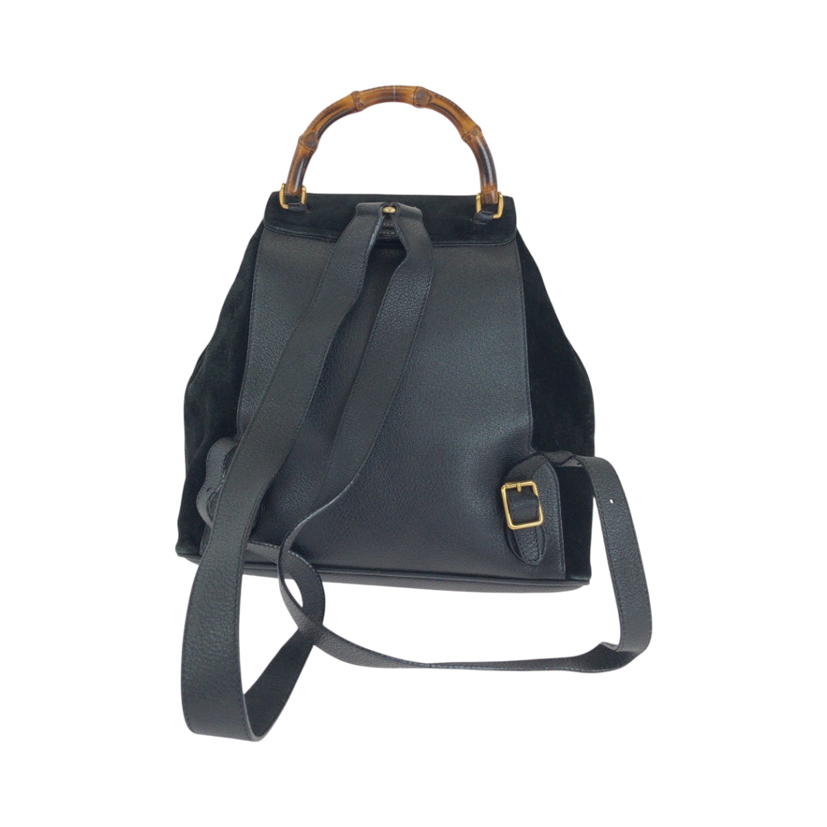 14880
GUCCI グッチ ヴィンテージ バンブー ブラック 黒 ゴールド金具 スウェード / レザー 003 2058 リュックサック バックパック  レディース ABP32
