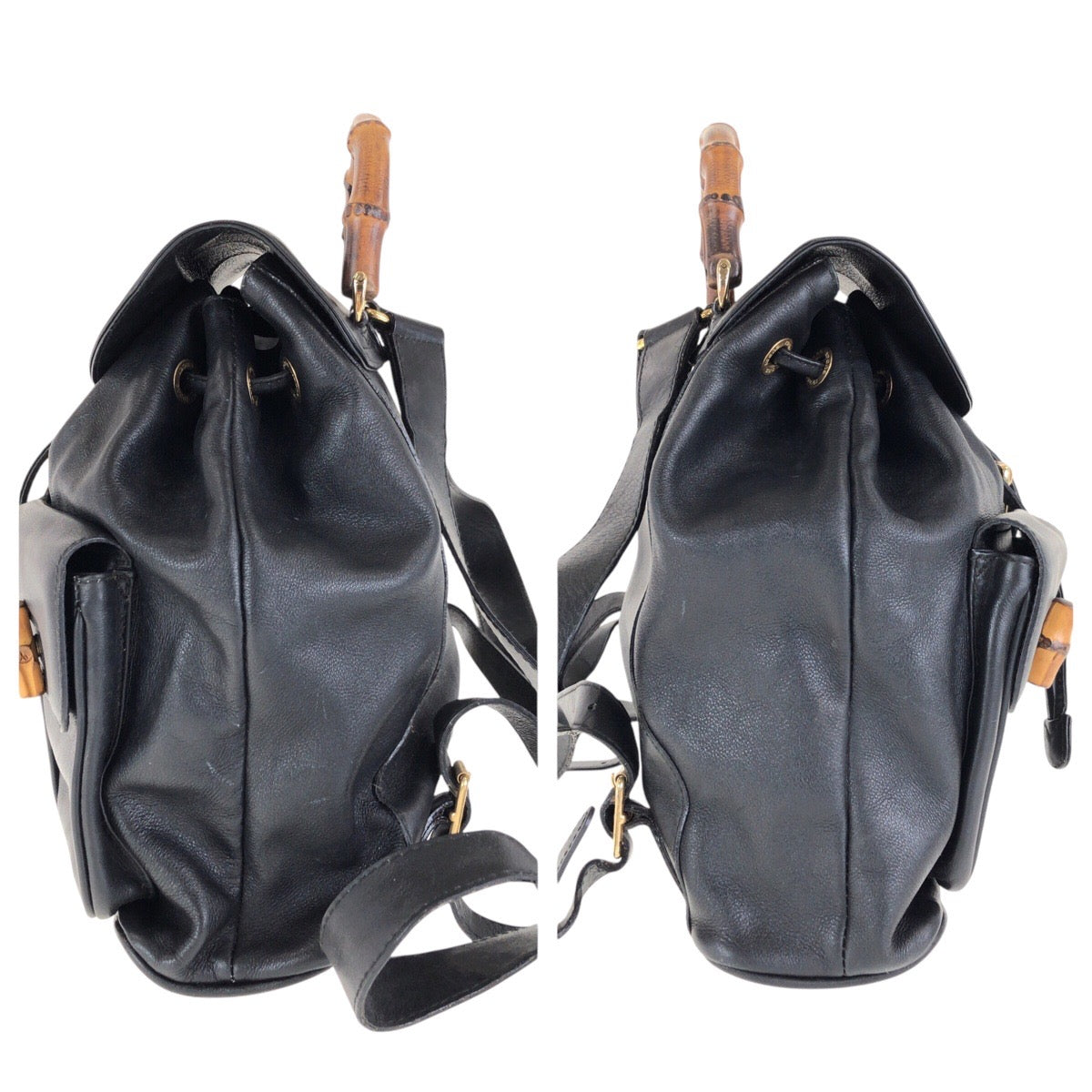 14881
GUCCI グッチ バンブー ブラック 黒 ゴールド金具 レザー 003 2058 0016 リュック・デイパック バックパック  レディース ABP30