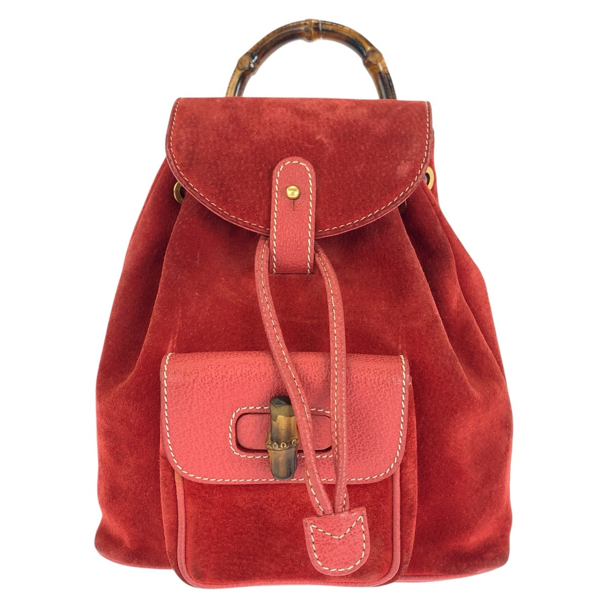 14882
GUCCI グッチ バンブー レッド ゴールド金具 スウェード / レザー 003 1956 0030 リュック・デイパック バックパック  レディース AB21