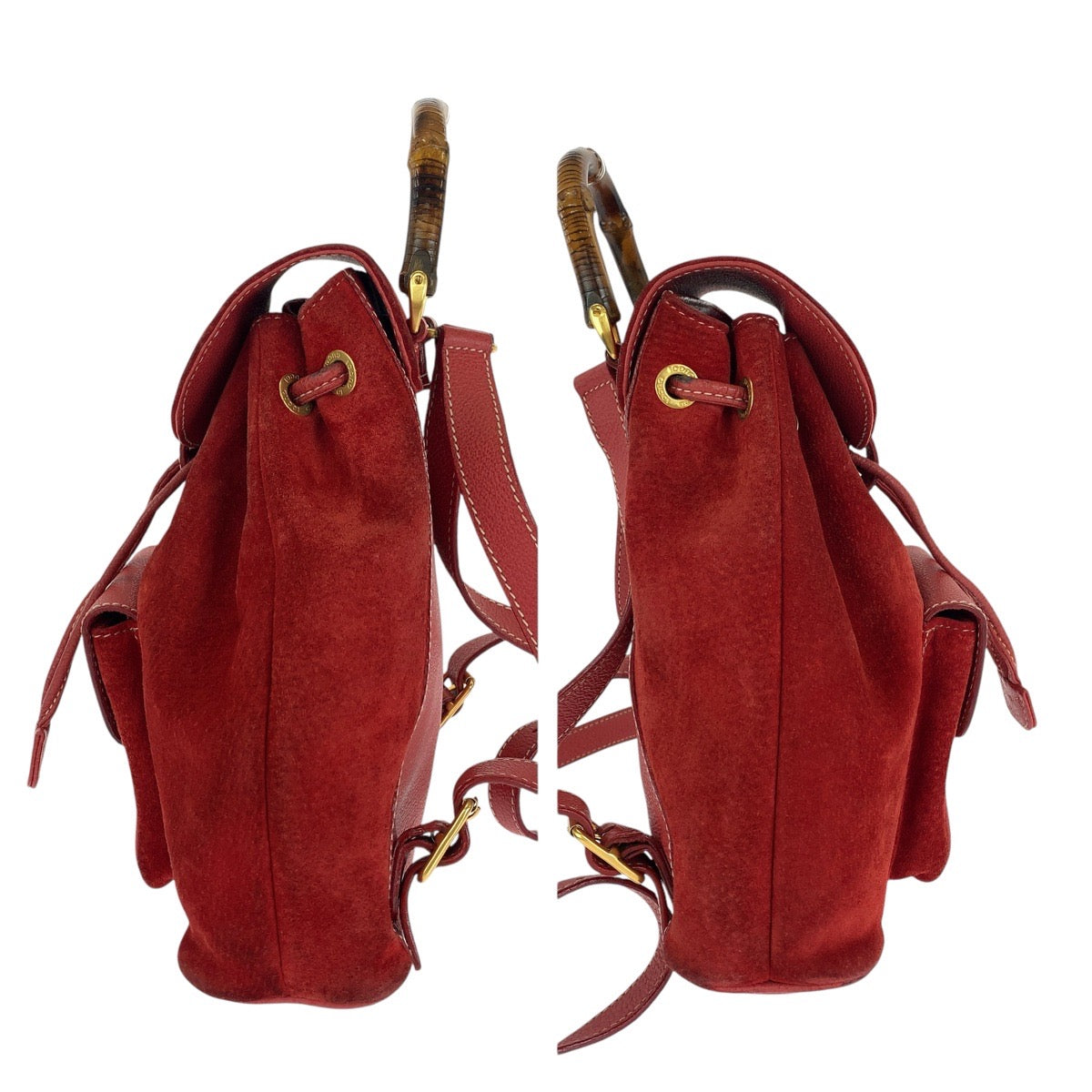 14882
GUCCI グッチ バンブー レッド ゴールド金具 スウェード / レザー 003 1956 0030 リュック・デイパック バックパック  レディース AB21
