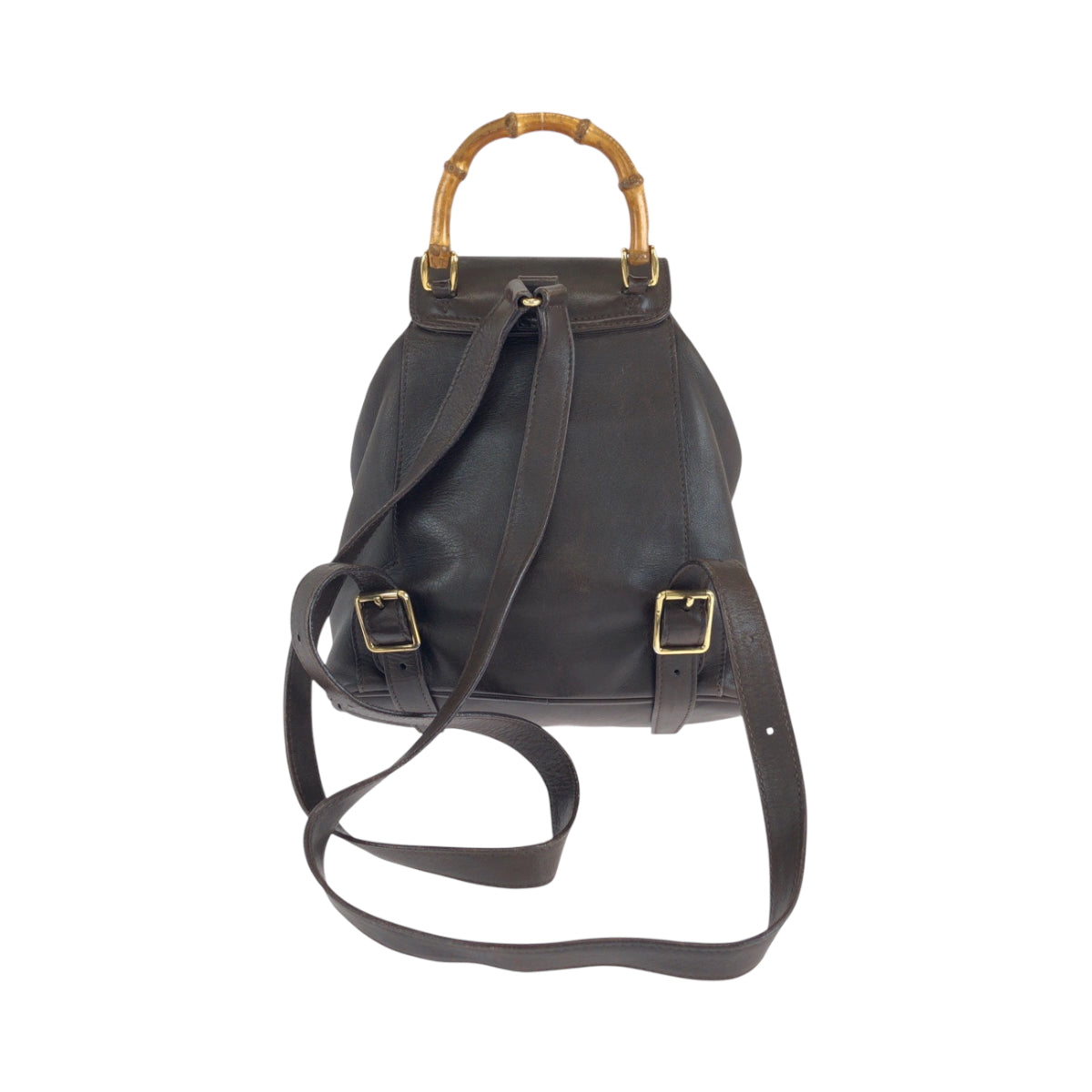 14883
GUCCI グッチ ヴィンテージ バンブー ダークブラウン ブラウン ゴールド金具 レザー 003 2852 リュックサック バックパック  レディース AB22
