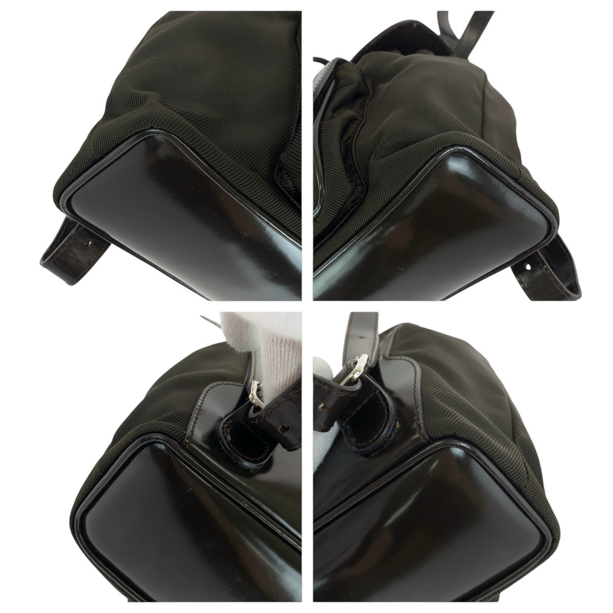 14885
 GUCCI Bamboo Brown Silver Hardware Canvas/Enamel 003 1998 0030 Backpack/Daypack Backpack for Women