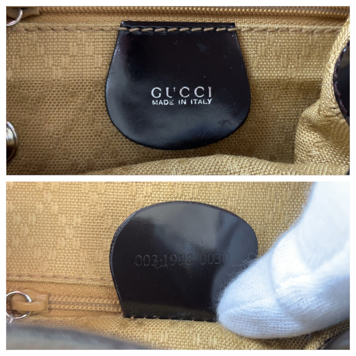 14885
 GUCCI Bamboo Brown Silver Hardware Canvas/Enamel 003 1998 0030 Backpack/Daypack Backpack for Women