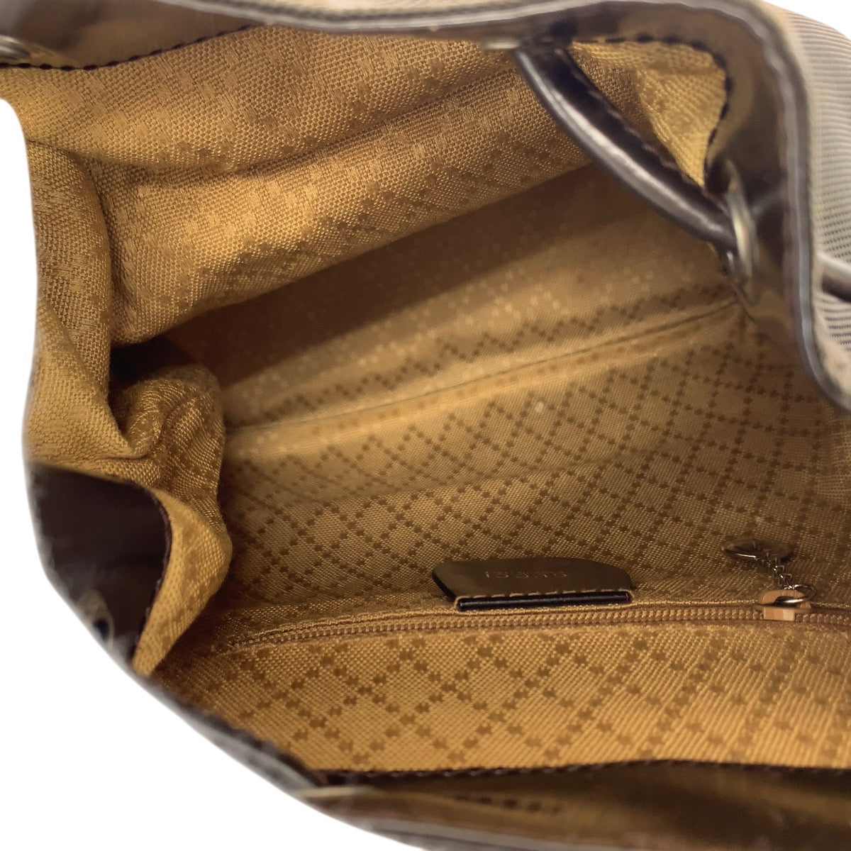 14885
 GUCCI Bamboo Brown Silver Hardware Canvas/Enamel 003 1998 0030 Backpack/Daypack Backpack for Women