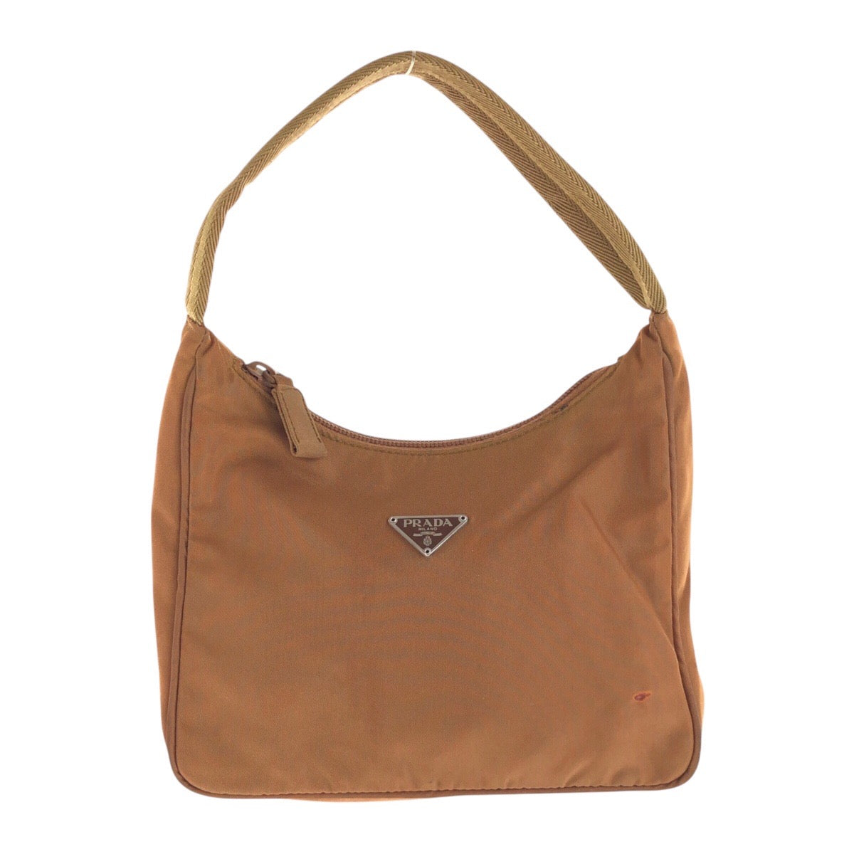 14887
PRADA プラダ テスート 三角ロゴプレート ブラウン シルバー金具 ナイロン ハンドバッグ  レディース