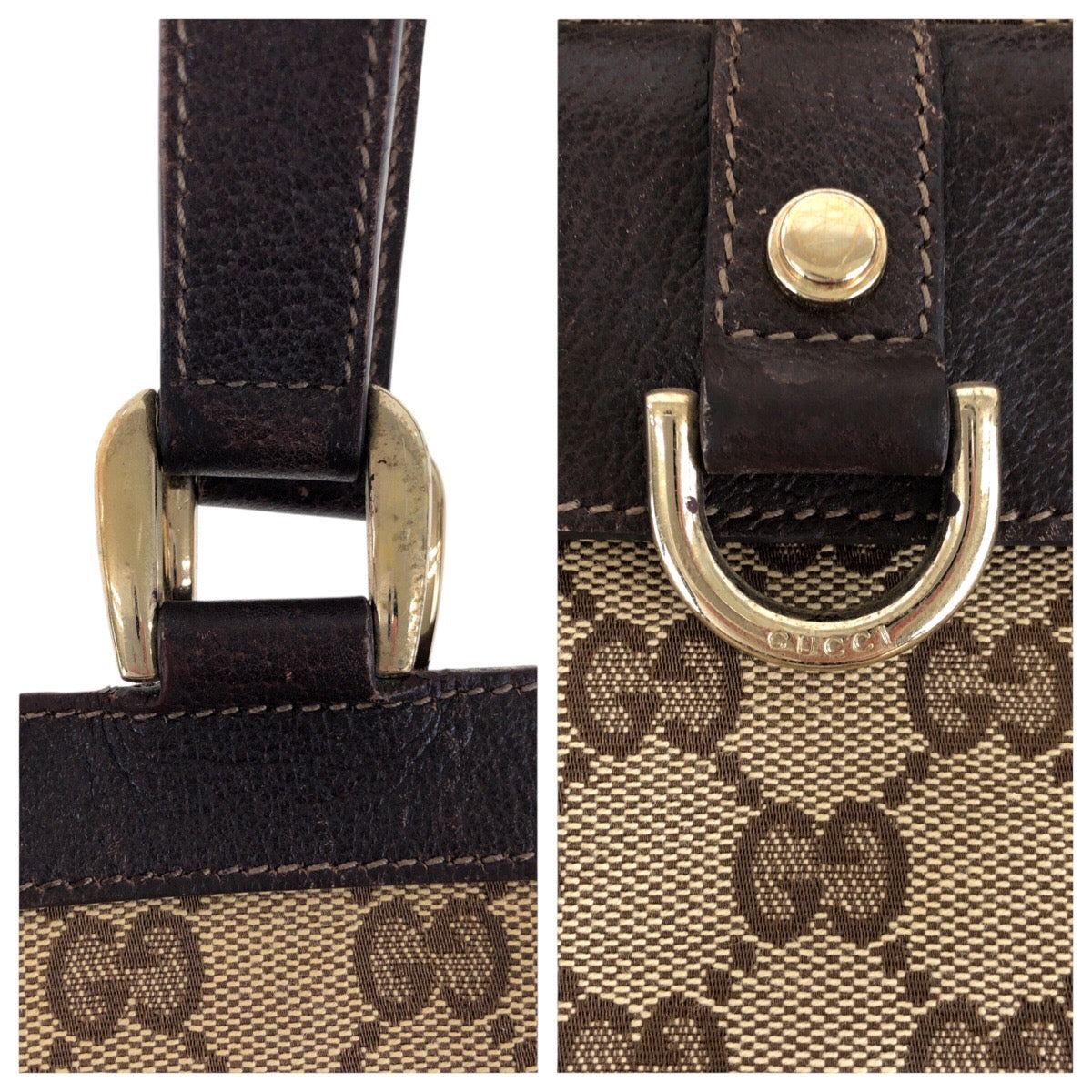 14888
GUCCI グッチ アビー ブラウン ゴールド金具 GGキャンバス / レザー 146247 トートバッグ ショルダーバッグ  レディース