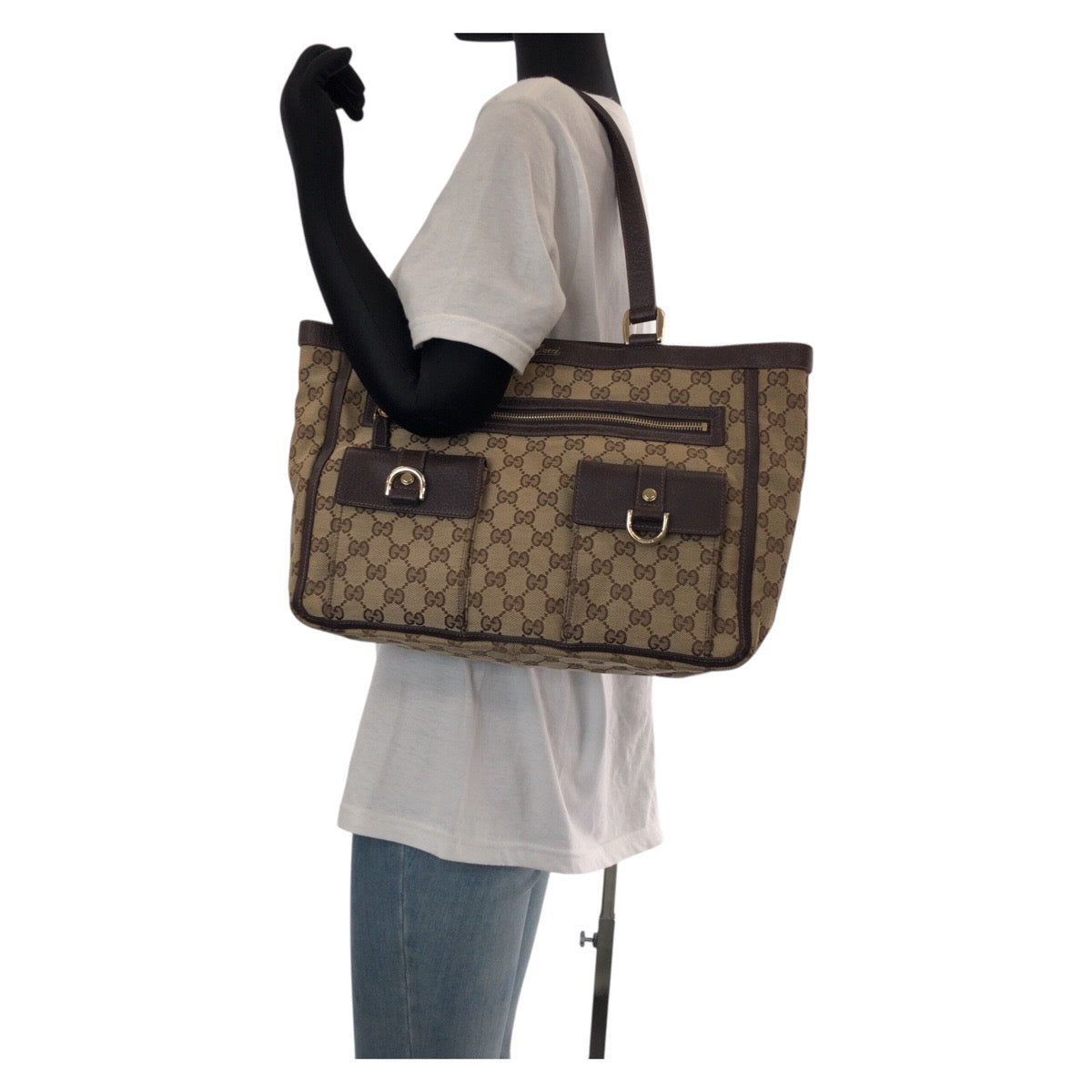 14888
GUCCI グッチ アビー ブラウン ゴールド金具 GGキャンバス / レザー 146247 トートバッグ ショルダーバッグ  レディース