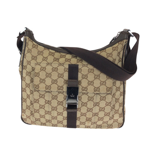 14889
GUCCI グッチ ベージュ ブラウン シルバー金具 GGキャンバス 131211 ショルダーバッグ 斜め掛け  レディース AB15