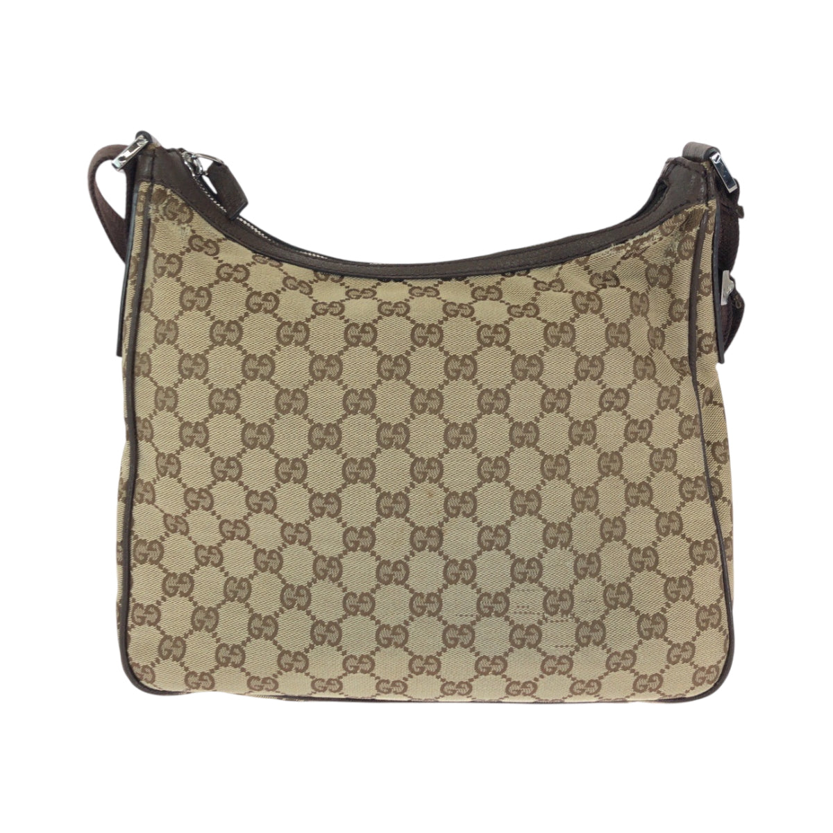 14889
GUCCI グッチ ベージュ ブラウン シルバー金具 GGキャンバス 131211 ショルダーバッグ 斜め掛け  レディース AB15