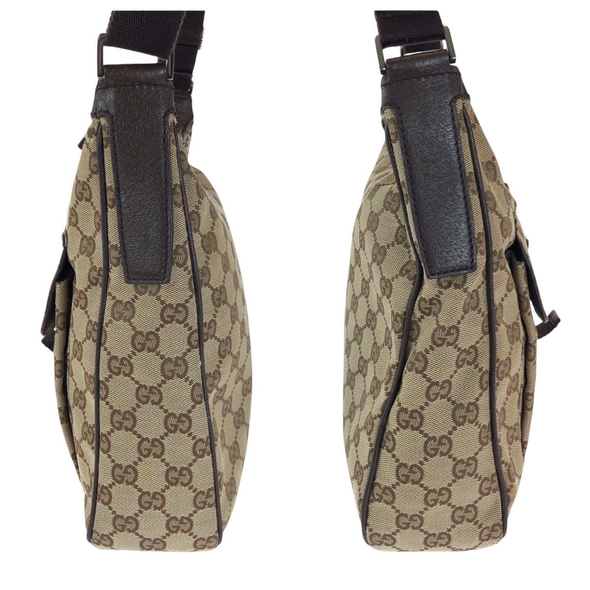 14889
GUCCI グッチ ベージュ ブラウン シルバー金具 GGキャンバス 131211 ショルダーバッグ 斜め掛け  レディース AB15