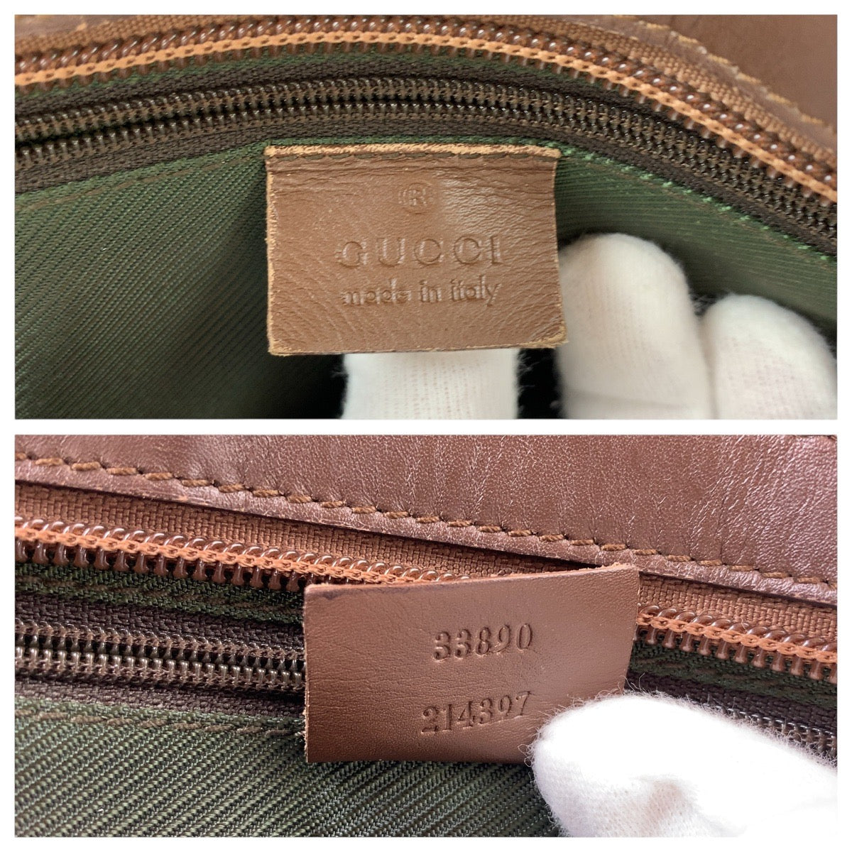 14890
GUCCI グッチ ブラウン ゴールド金具 GGキャンバス / レザー 33890 トートバッグ ショルダーバッグ  レディース
