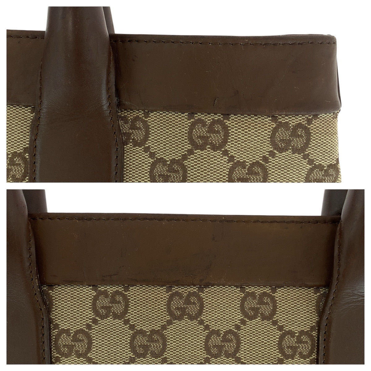 14890
GUCCI グッチ ブラウン ゴールド金具 GGキャンバス / レザー 33890 トートバッグ ショルダーバッグ  レディース