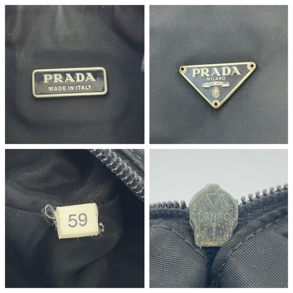 14891
PRADA プラダ テスート ホーボー 三角ロゴプレート ブラック 黒 シルバー金具 ナイロン ハンドバッグ アクセサリーポーチ  レディース