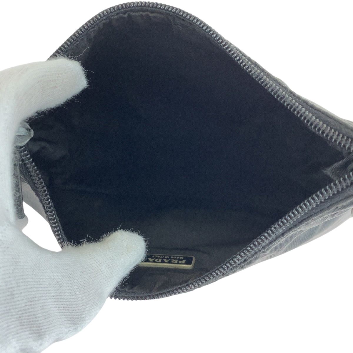 14891
PRADA プラダ テスート ホーボー 三角ロゴプレート ブラック 黒 シルバー金具 ナイロン ハンドバッグ アクセサリーポーチ  レディース