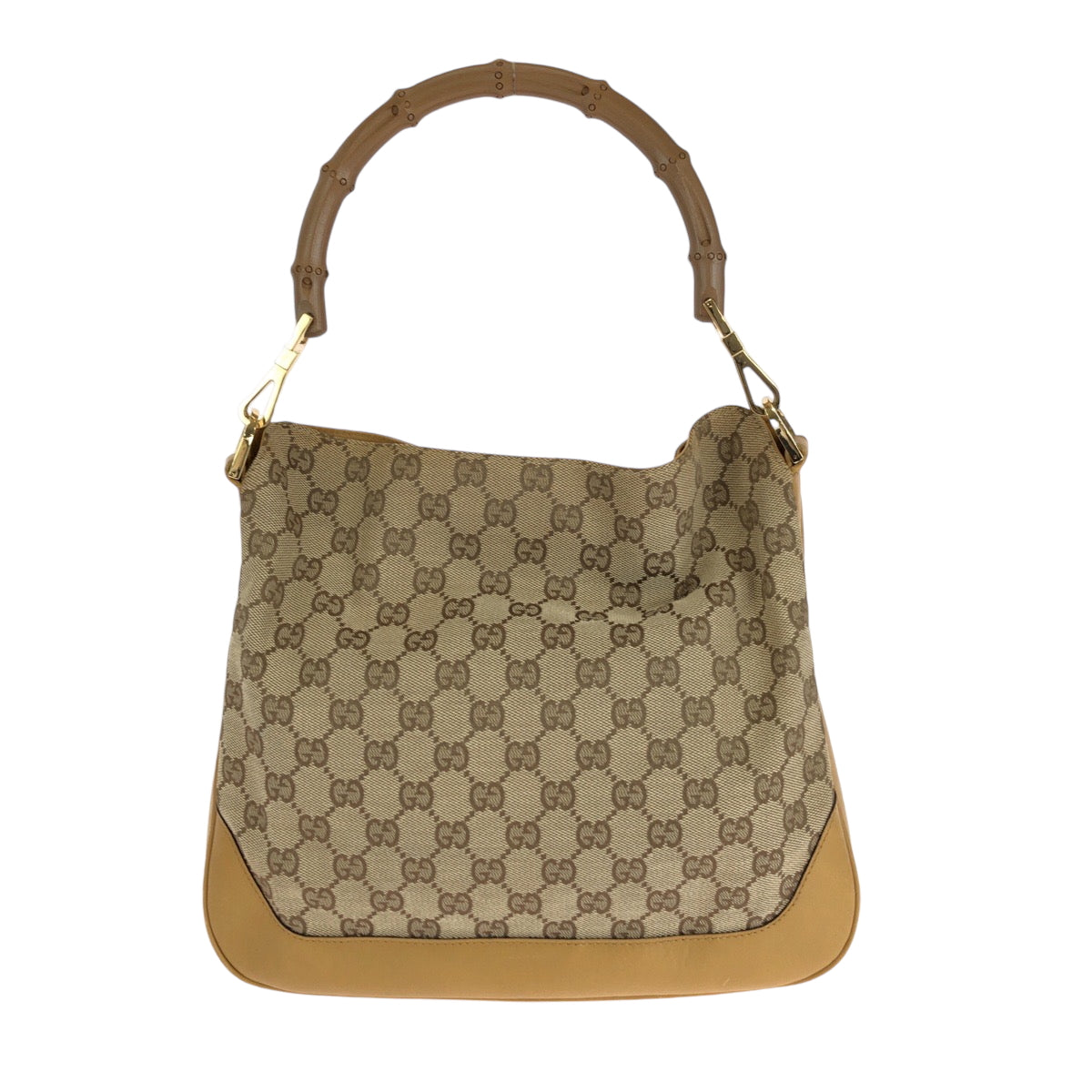 14892
GUCCI グッチ バンブー ブラウン ゴールド金具 GGキャンバス 001 4095 ショルダーバッグ ホーボー  レディース