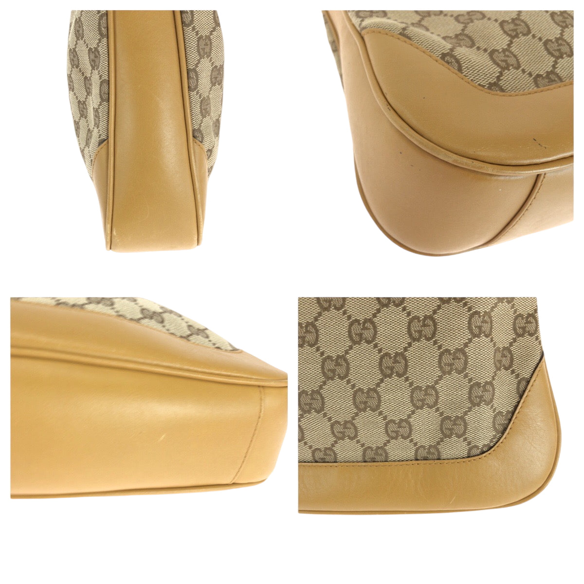 14892
GUCCI グッチ バンブー ブラウン ゴールド金具 GGキャンバス 001 4095 ショルダーバッグ ホーボー  レディース