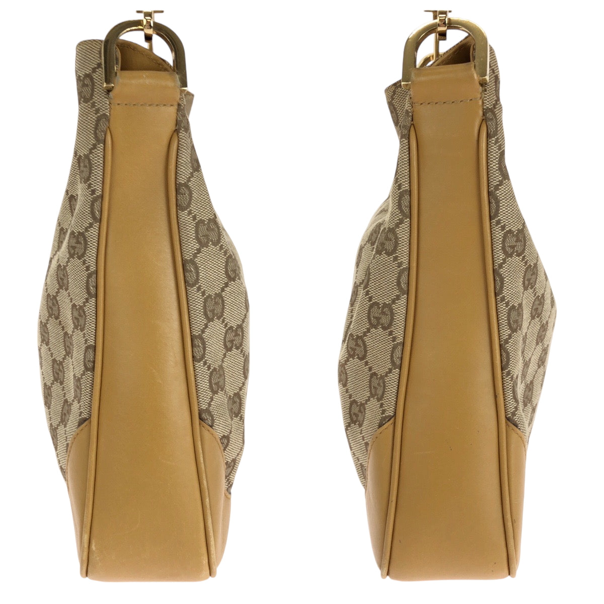14892
GUCCI グッチ バンブー ブラウン ゴールド金具 GGキャンバス 001 4095 ショルダーバッグ ホーボー  レディース