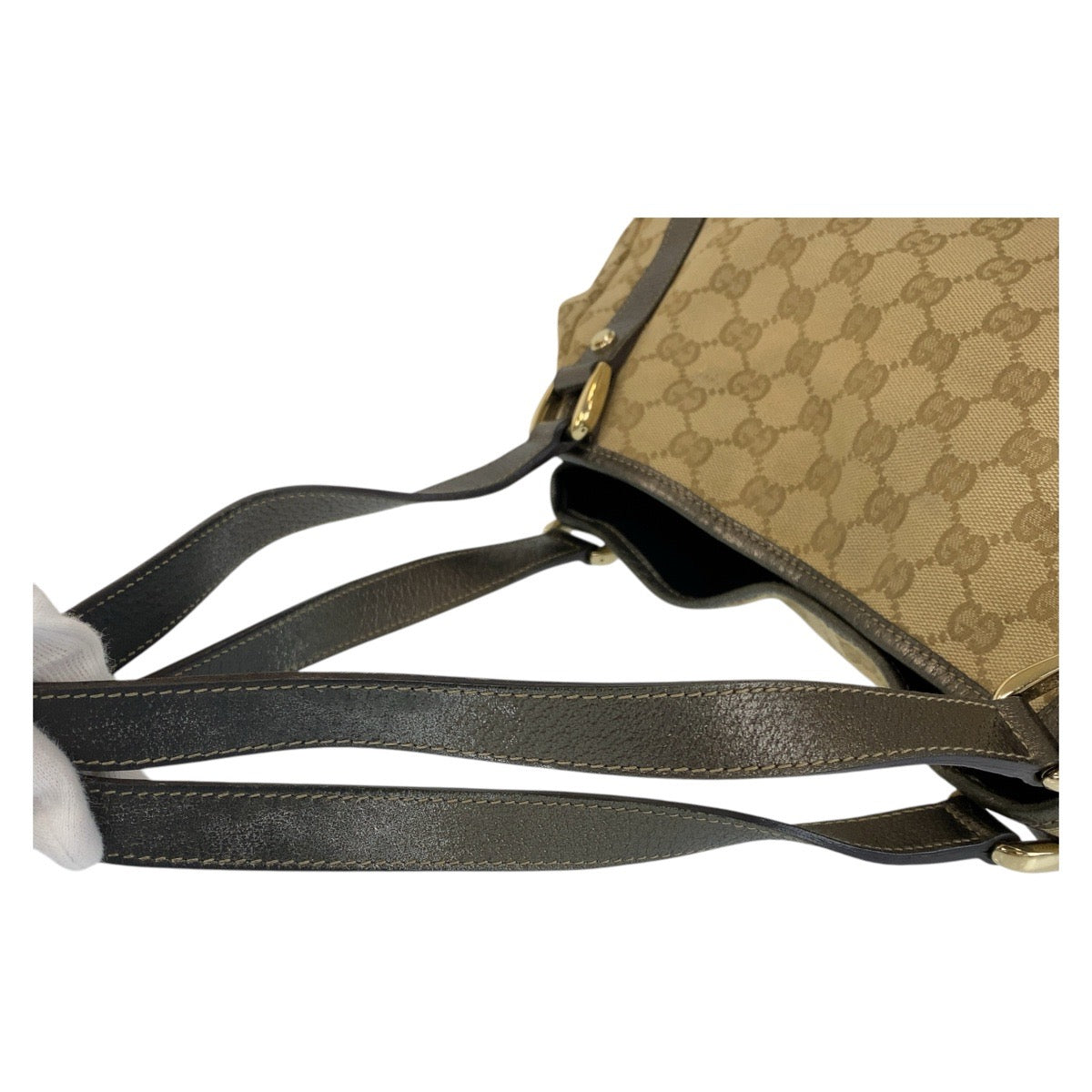 14893
GUCCI グッチ アビー ベージュ ゴールド金具 GGキャンバス / レザー 130736 トートバッグ ショルダーバッグ  レディース