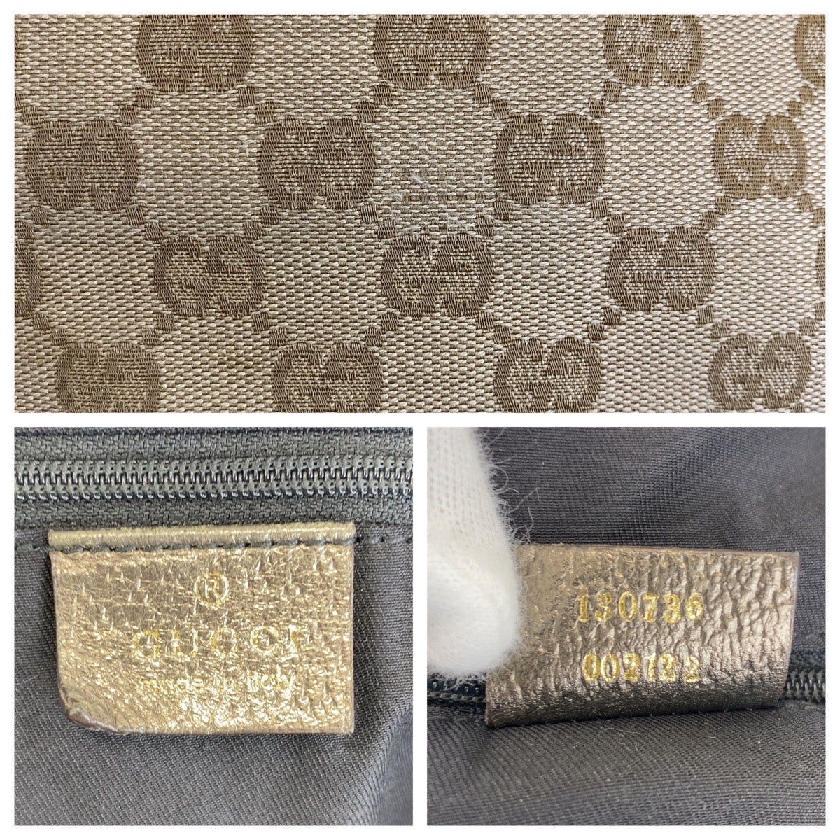 14893
GUCCI グッチ アビー ベージュ ゴールド金具 GGキャンバス / レザー 130736 トートバッグ ショルダーバッグ  レディース