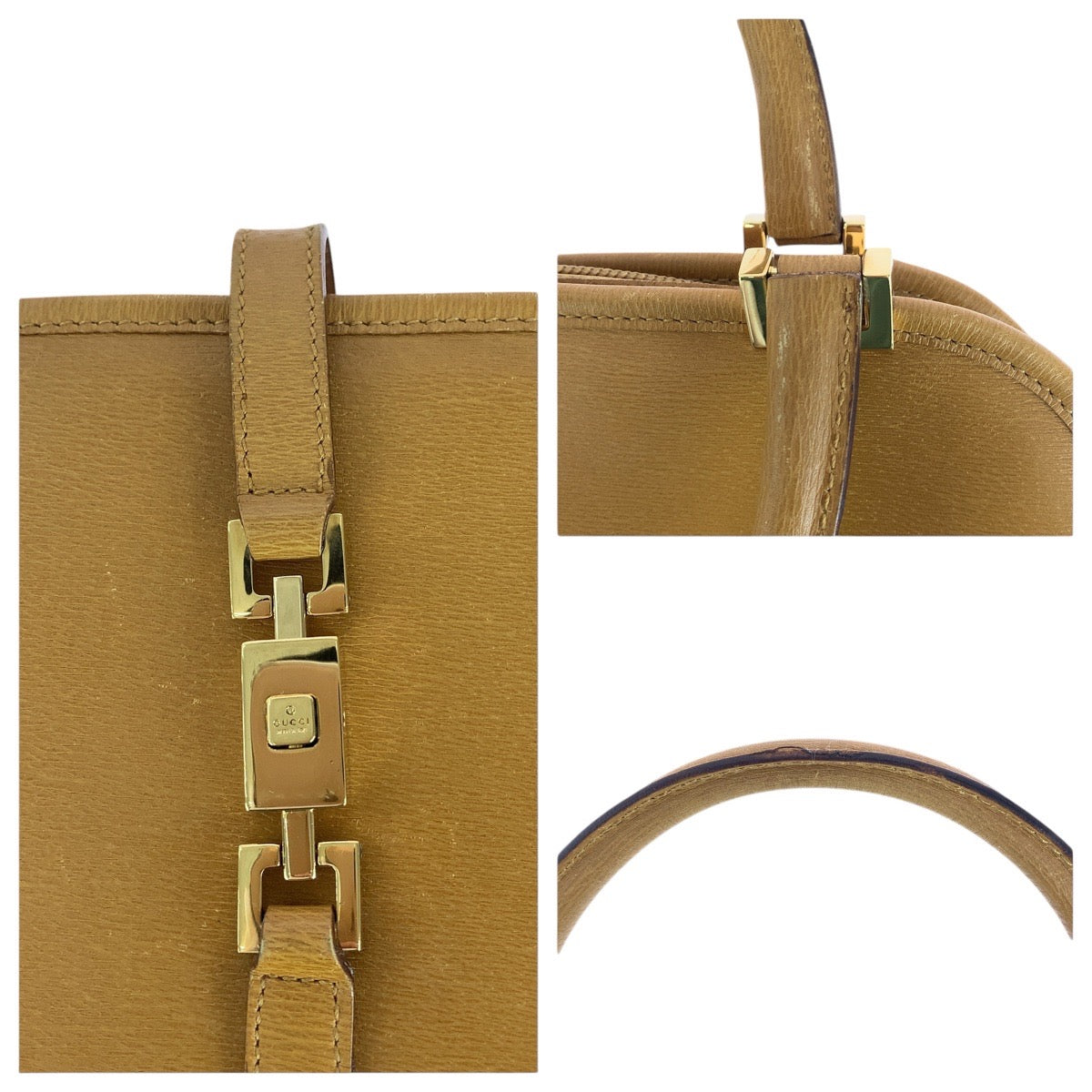 14894
GUCCI グッチ ジャッキー ライトブラウン キャメル ゴールド金具 レザー 002 1071 トートバッグ ハンドバッグ  レディース ABP32