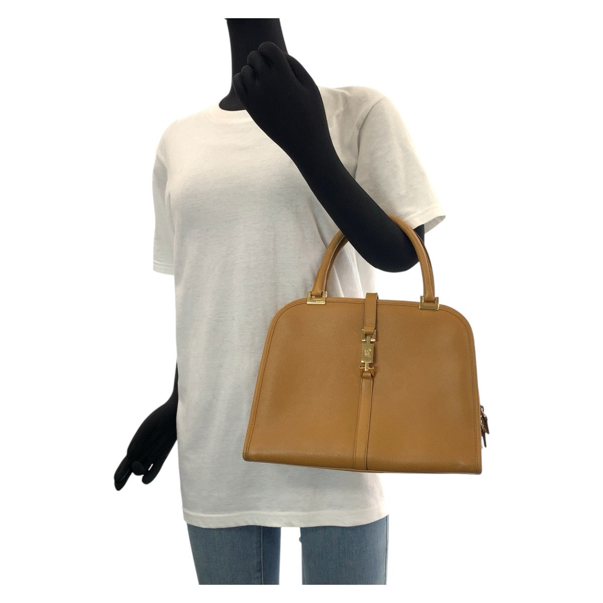 14894
GUCCI グッチ ジャッキー ライトブラウン キャメル ゴールド金具 レザー 002 1071 トートバッグ ハンドバッグ  レディース ABP32