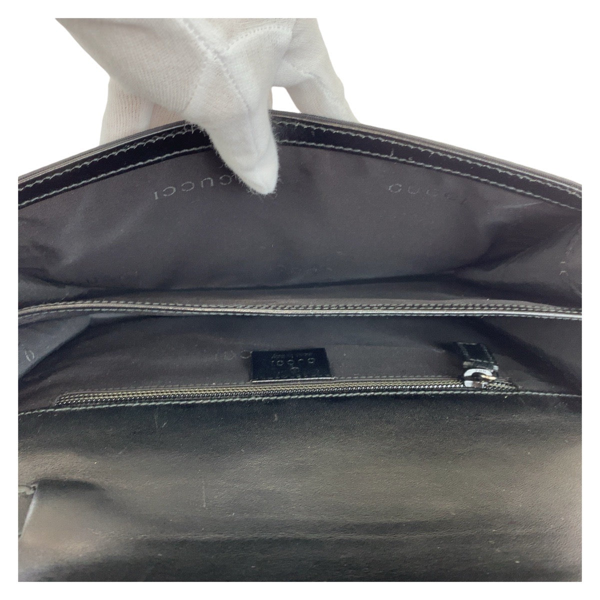 14895
GUCCI グッチ ブラック 黒 シルバー金具 ナイロン / レザー 018 1613 セカンドバッグ  メンズ