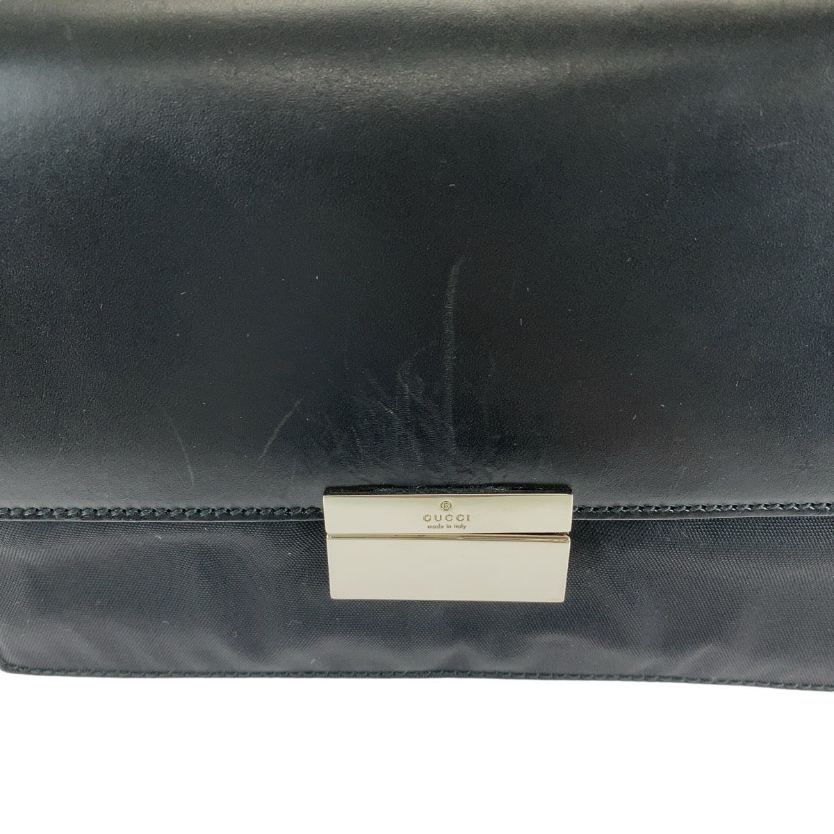 14895
GUCCI グッチ ブラック 黒 シルバー金具 ナイロン / レザー 018 1613 セカンドバッグ  メンズ