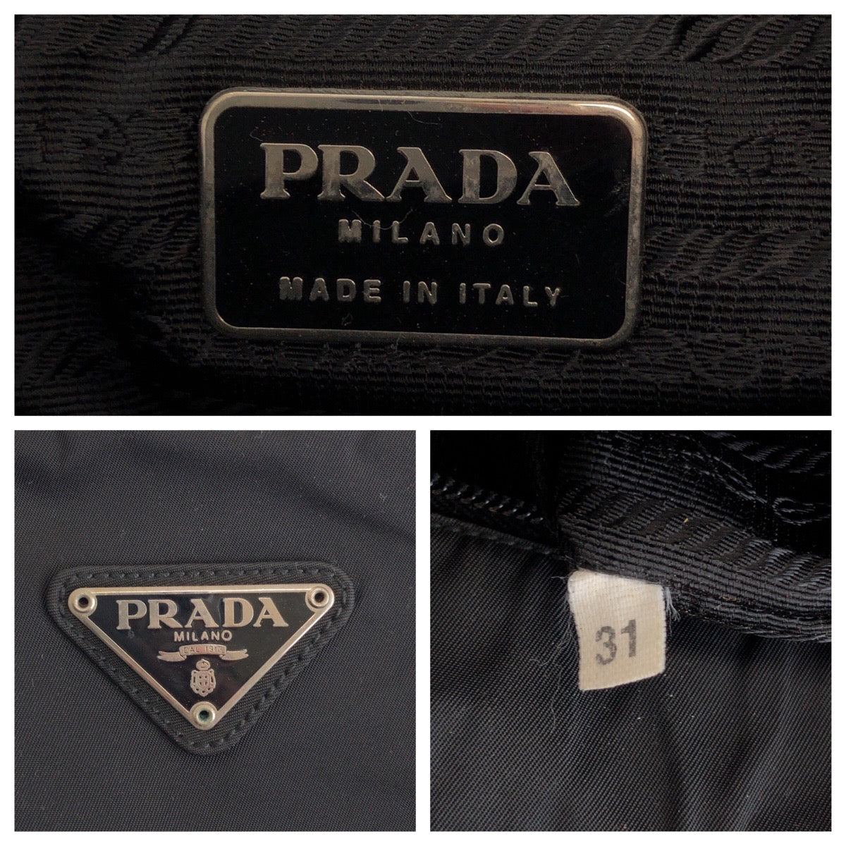 14897
PRADA プラダ テスート 三角ロゴプレート ブラック 黒 シルバー金具 ナイロン トートバッグ ショルダーバッグ  レディース