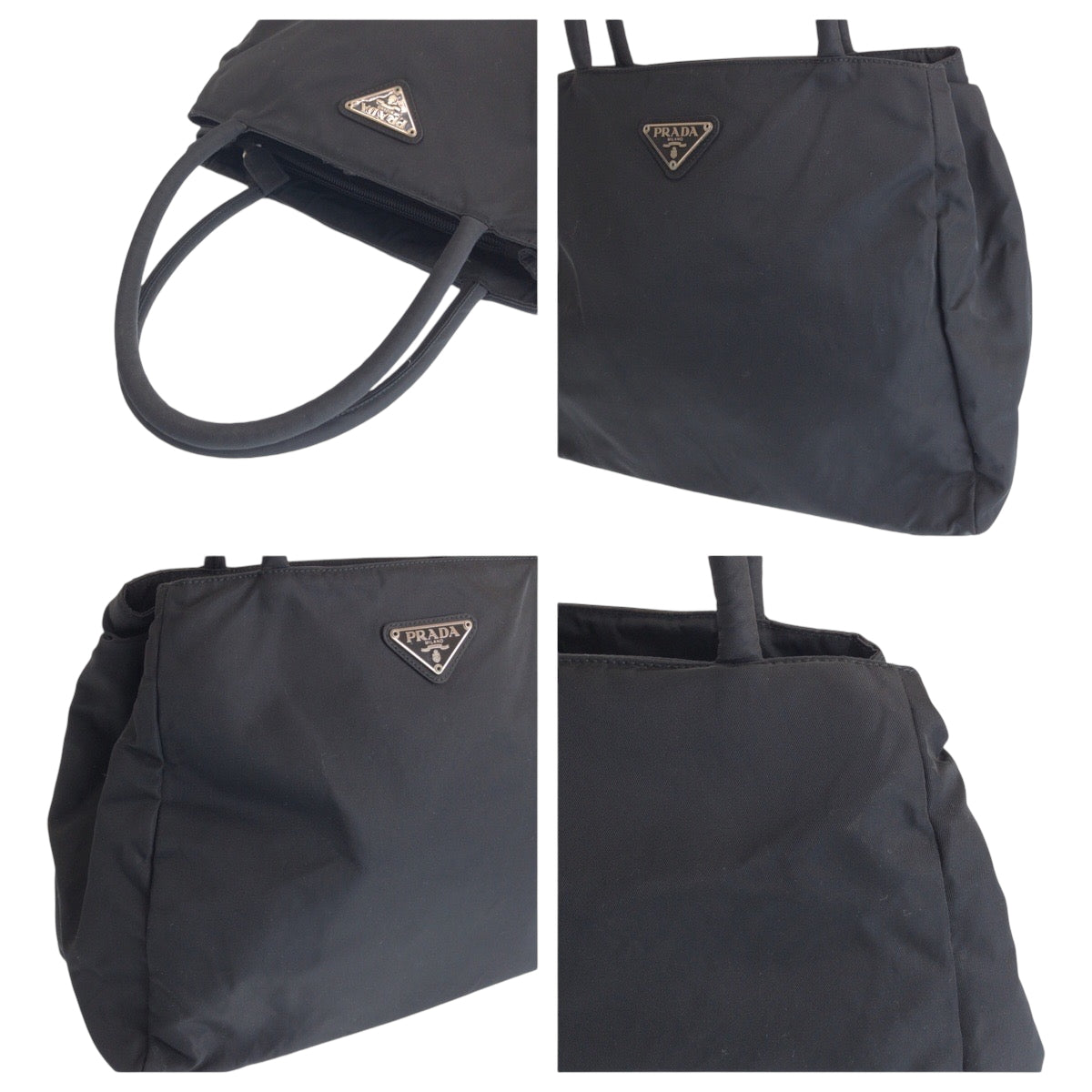 14897
PRADA プラダ テスート 三角ロゴプレート ブラック 黒 シルバー金具 ナイロン トートバッグ ショルダーバッグ  レディース