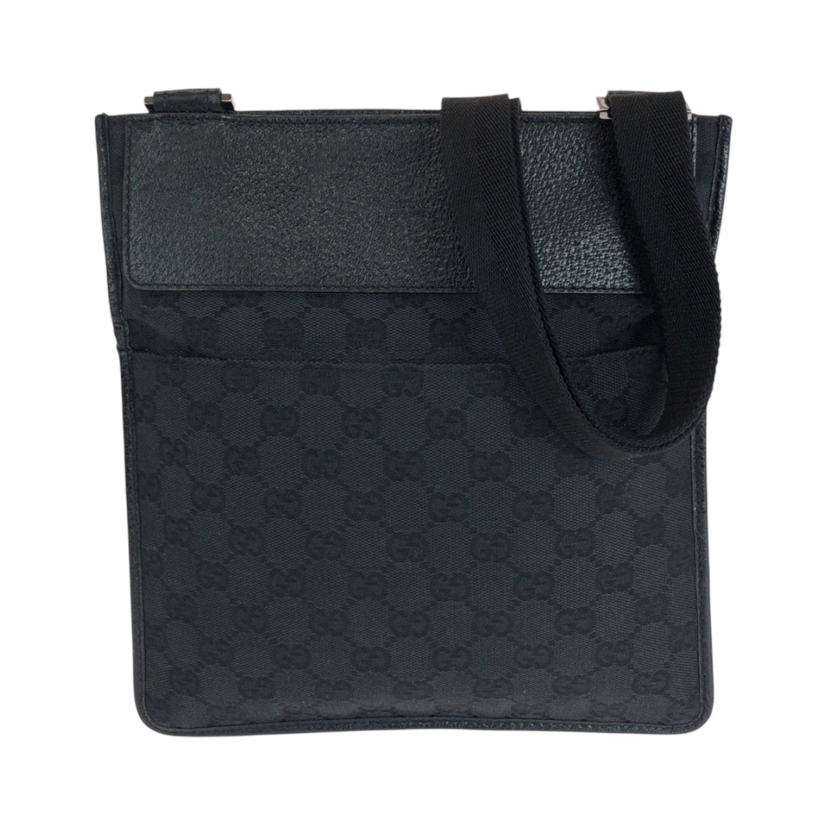 14898
GUCCI グッチ ブラック 黒 シルバー金具 GGキャンバス 27639 ショルダーバッグ ポシェット  メンズ