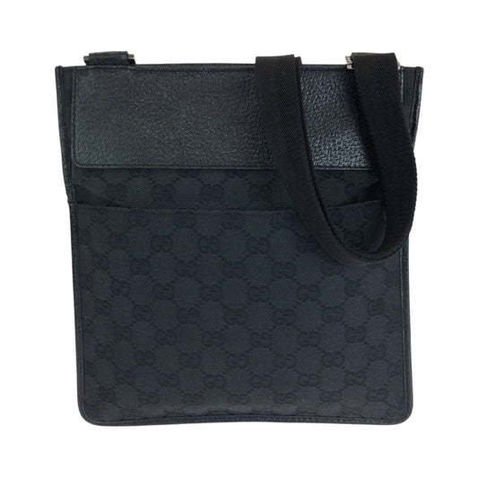 14898
GUCCI グッチ ブラック 黒 シルバー金具 GGキャンバス 27639 ショルダーバッグ ポシェット  メンズ