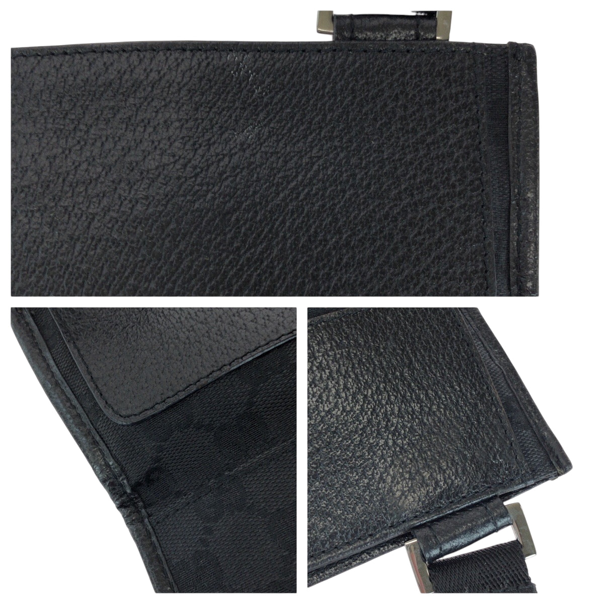 14898
GUCCI グッチ ブラック 黒 シルバー金具 GGキャンバス 27639 ショルダーバッグ ポシェット  メンズ