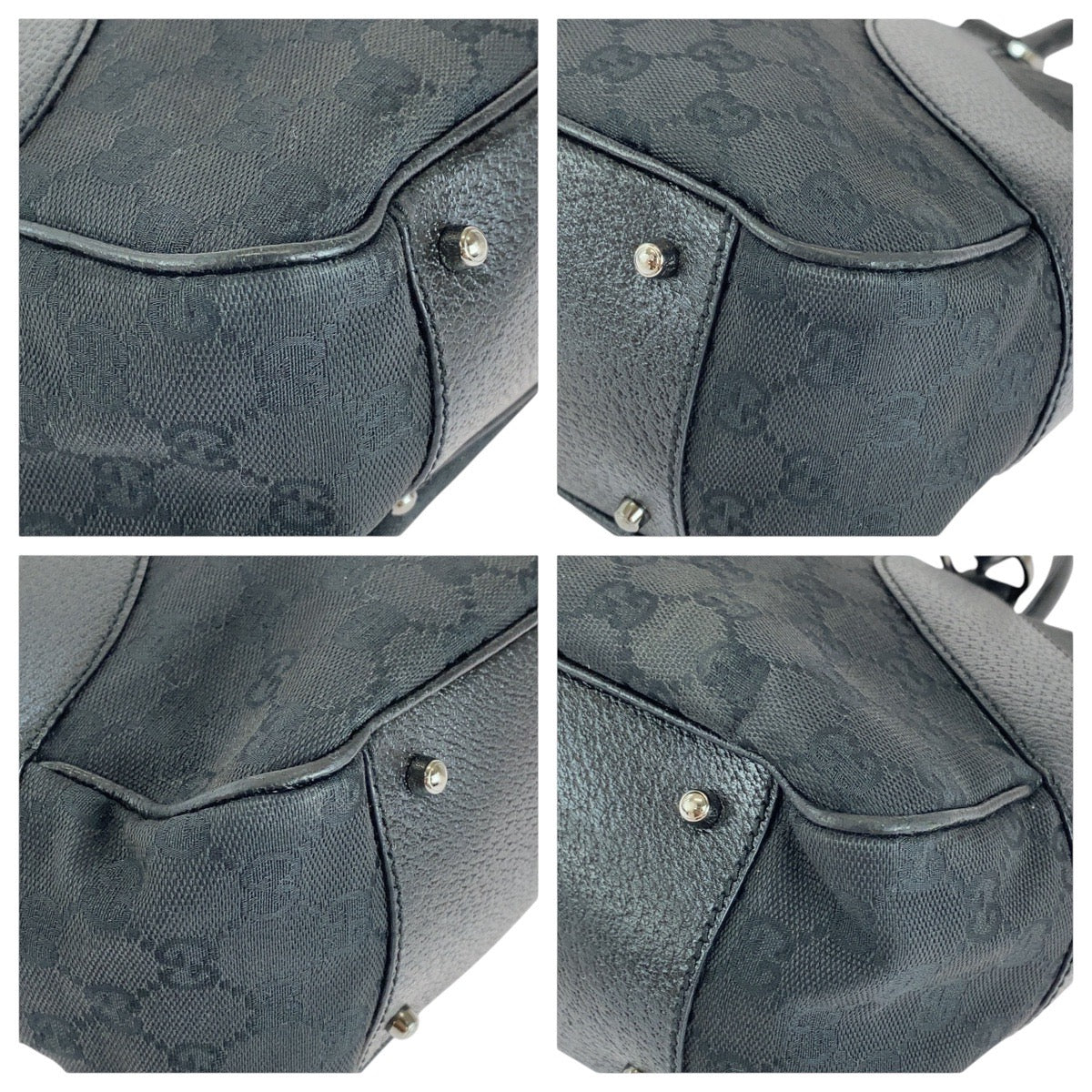 14899
GUCCI グッチ ブラック 黒 GGキャンバス / レザー 113011 トートバッグ ショルダーバッグ  レディース
