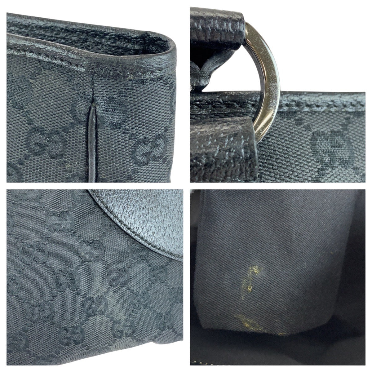 14899
GUCCI グッチ ブラック 黒 GGキャンバス / レザー 113011 トートバッグ ショルダーバッグ  レディース