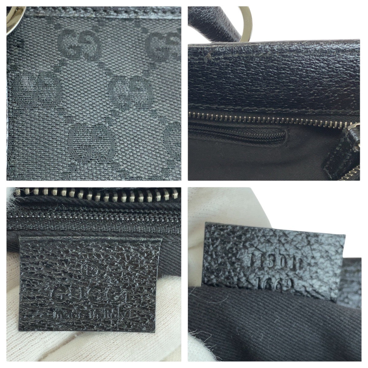 14899
GUCCI グッチ ブラック 黒 GGキャンバス / レザー 113011 トートバッグ ショルダーバッグ  レディース