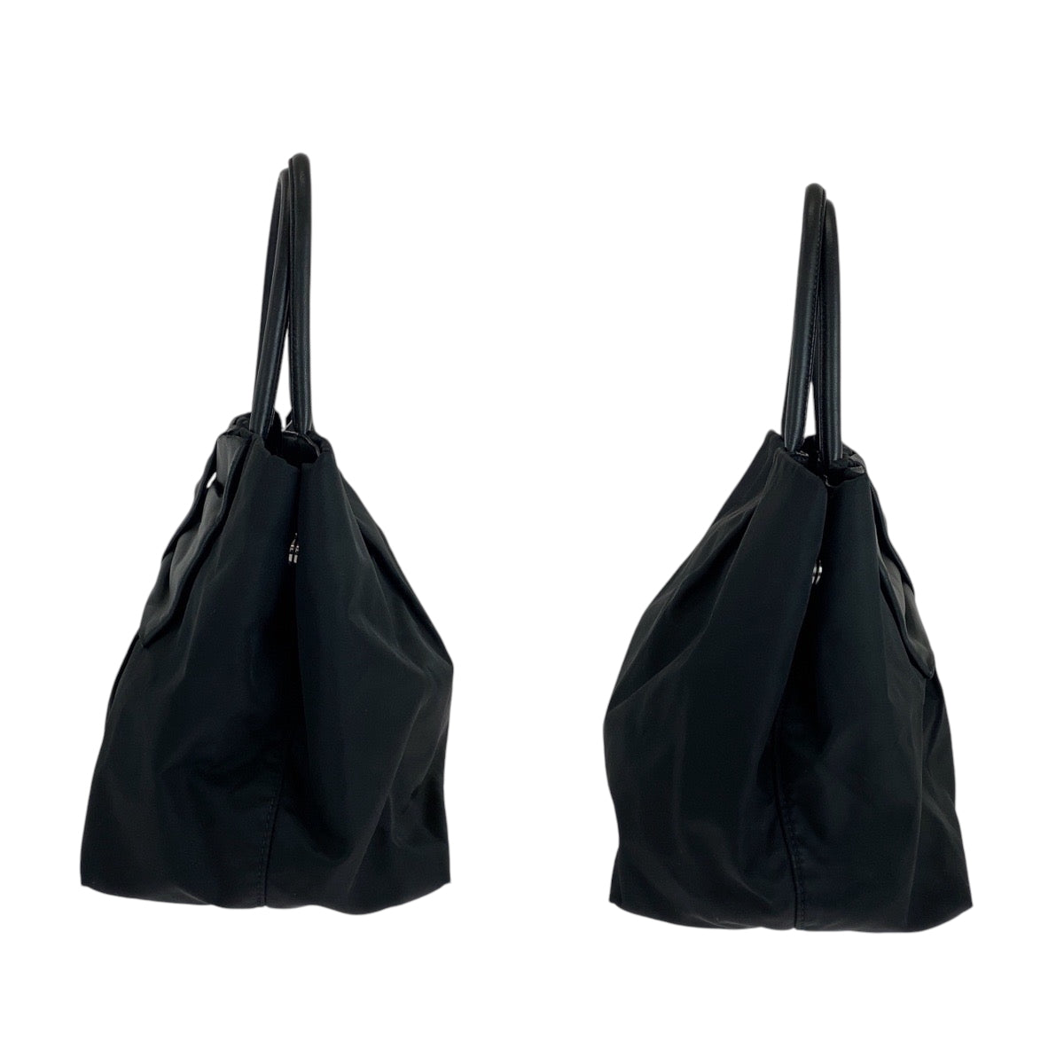 14904
PRADA プラダ テスート リボン 三角ロゴプレート ブラック 黒 シルバー金具 ナイロン BN1601 トートバッグ ハンドバッグ  レディース ABP27