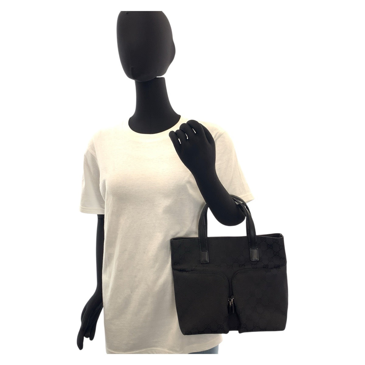 14905
GUCCI グッチ ブラック 黒 GGキャンバス / レザー 002 1080 トートバッグ ハンドバッグ  レディース