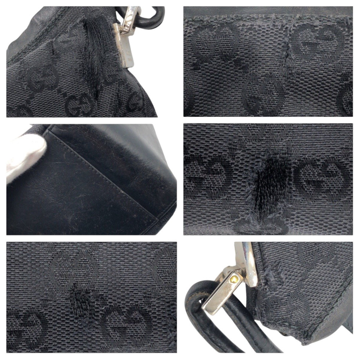 14907
GUCCI グッチ GG柄 ブラック 黒 GGキャンバス 001 3770 ホーボー ショルダーバッグ ハンドバッグ  レディース B19